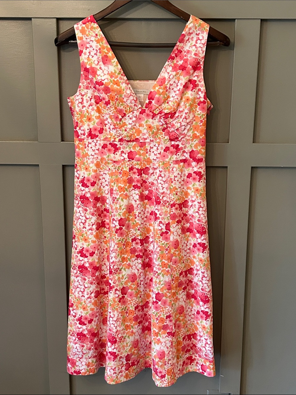 Floral V-Neck Sleeveless Dress in Pink & Orange